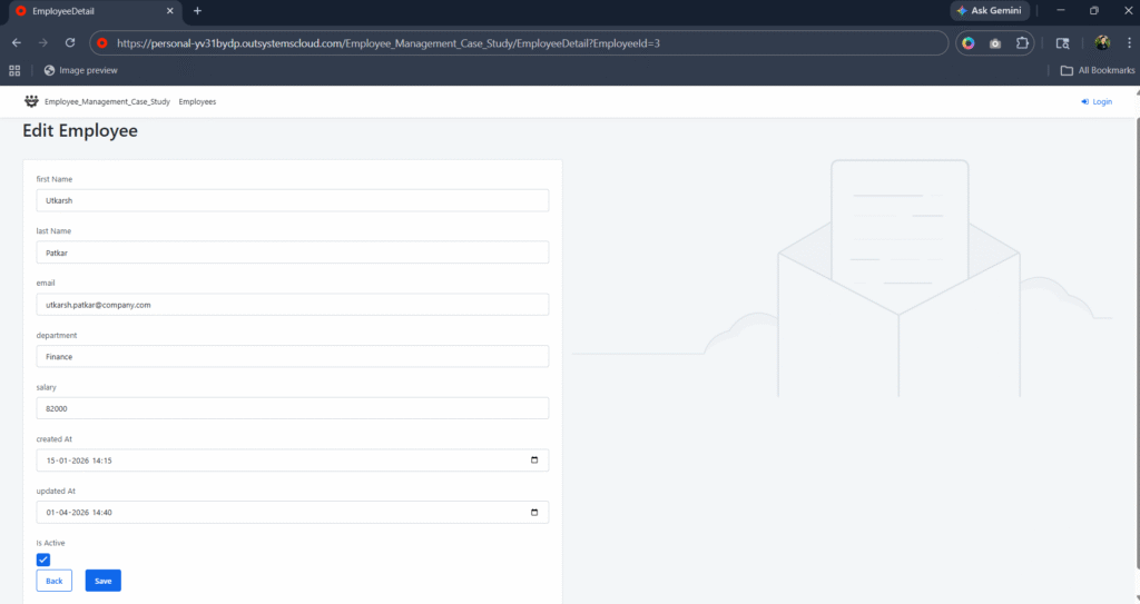 Secure Employee Access Management Using OutSystemsReactive Application 2 Screenshot 2026 05 09 090658