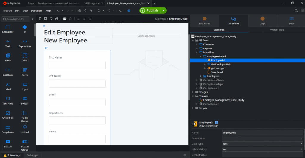 Secure Employee Access Management Using OutSystemsReactive Application 8 Screenshot 2026 05 09 091423